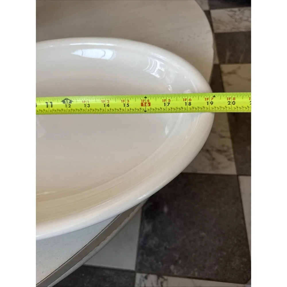 Sur La Table Large Oval Serving Platter White Eartenware 19.25 x 14 Inches